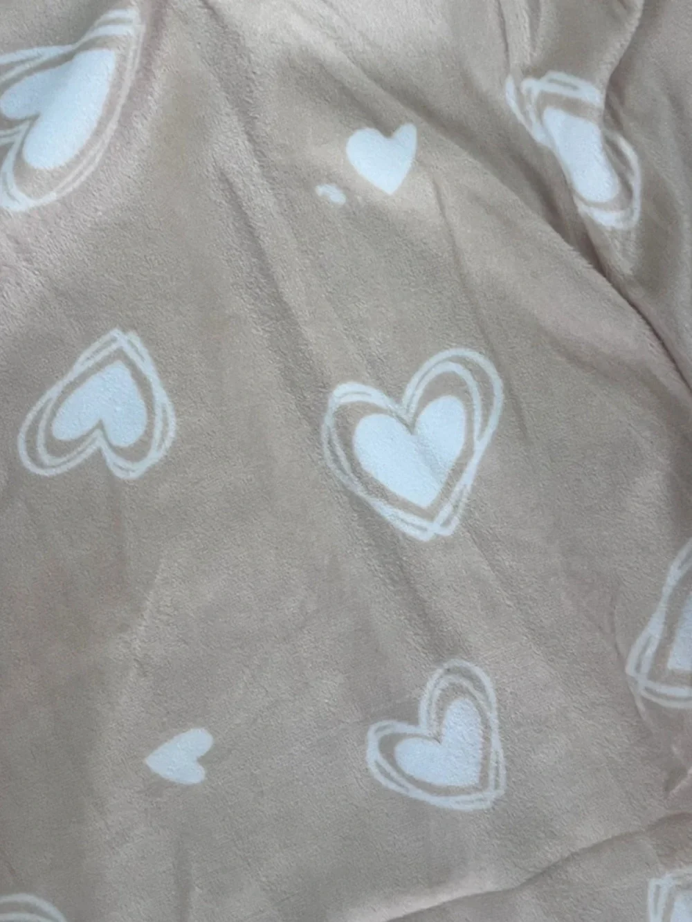 Girls Beige Heart-Print Fleece Pajama Pants